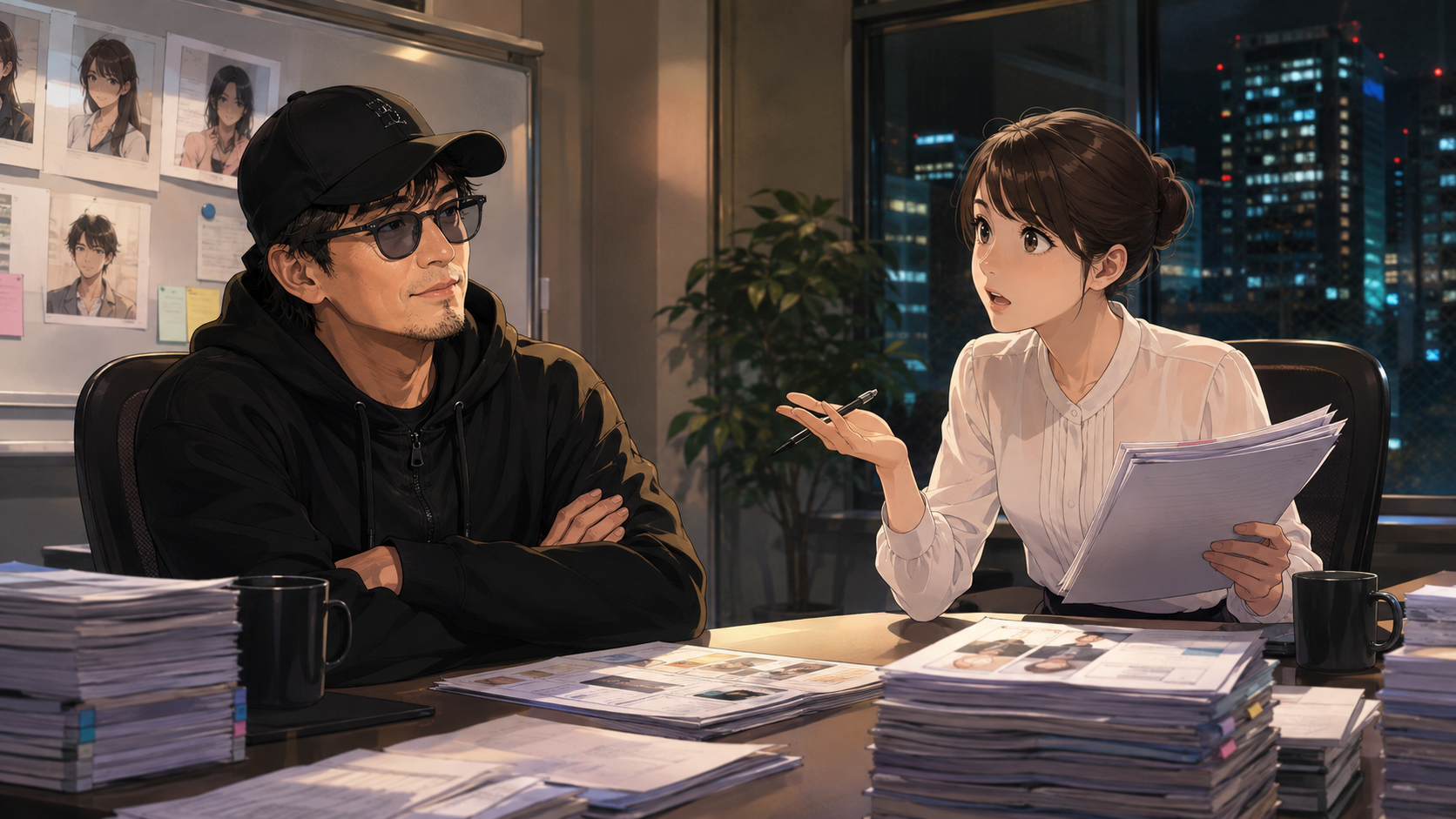 東京オーディション面接室のアニメシーン